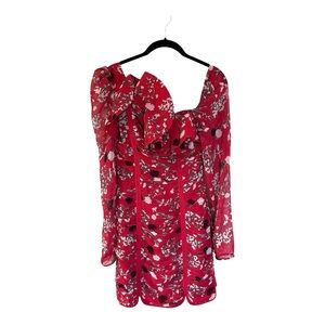 Self-Portrait One Shoulder Ruched Floral Mini Dress Size 2